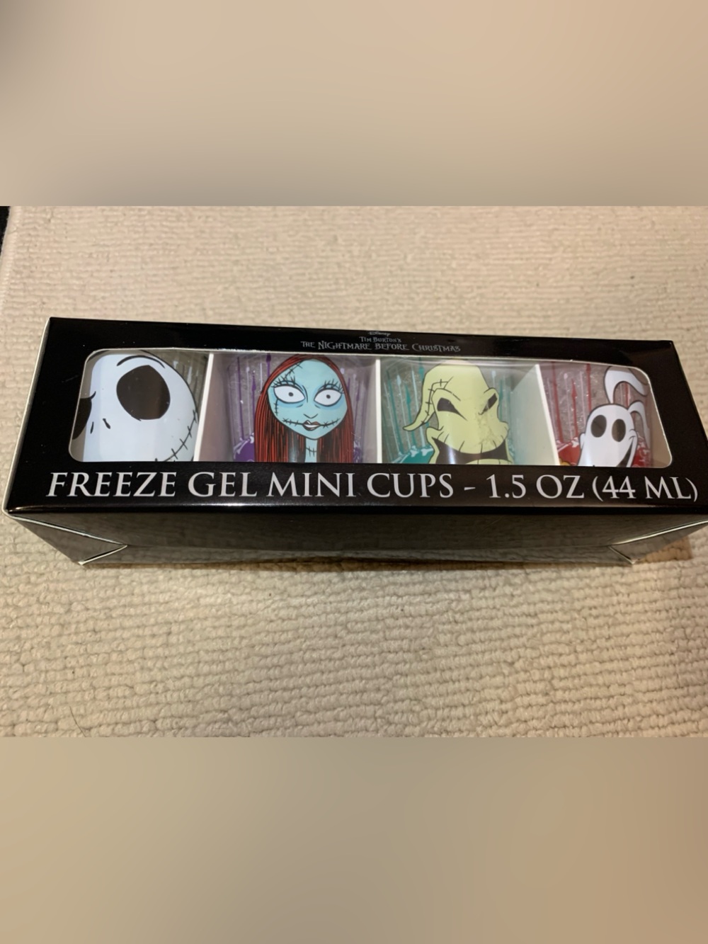 New Set of 4 Disney Nightmare Before Christmas Freeze Gel Mini Cups Shot Glasses
